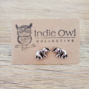 Sterling Silver Elephant Earrings, Stud earrings